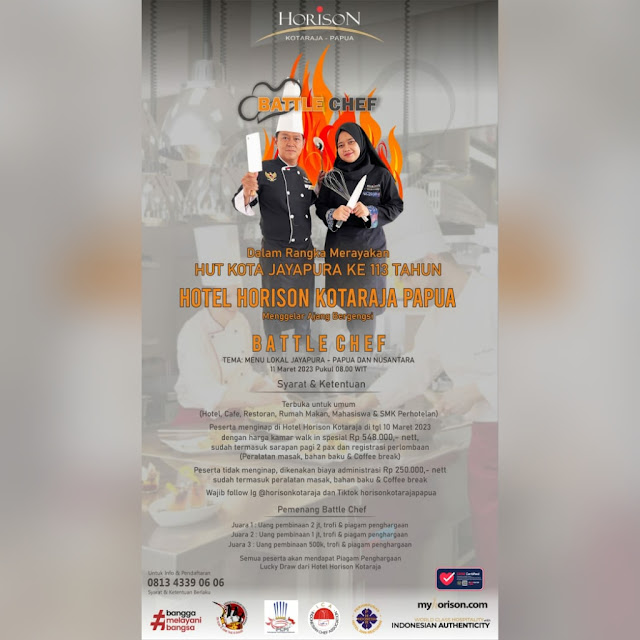 Rayakan HUT Kota Jayapura, Hotel Horison Kotaraja akan Gelar Lomba Battle Chef
