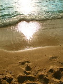 Love heart on the beach