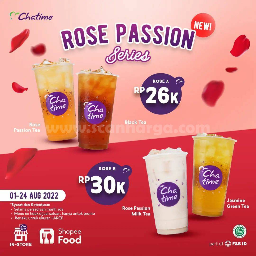 Promo Chatime Rose Passion Series - Harga 2 Cup mulai Rp 26Ribu