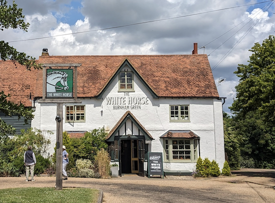 The White Horse at Burnham Green, a short detour from the route