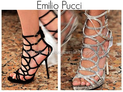 Сандали на висок тънък ток с множество каишки  Emilio Pucci