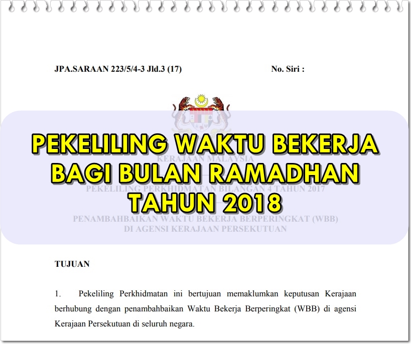 Pekeliling Waktu Bekerja Di Bulan Ramadhan Tahun 2018 ...