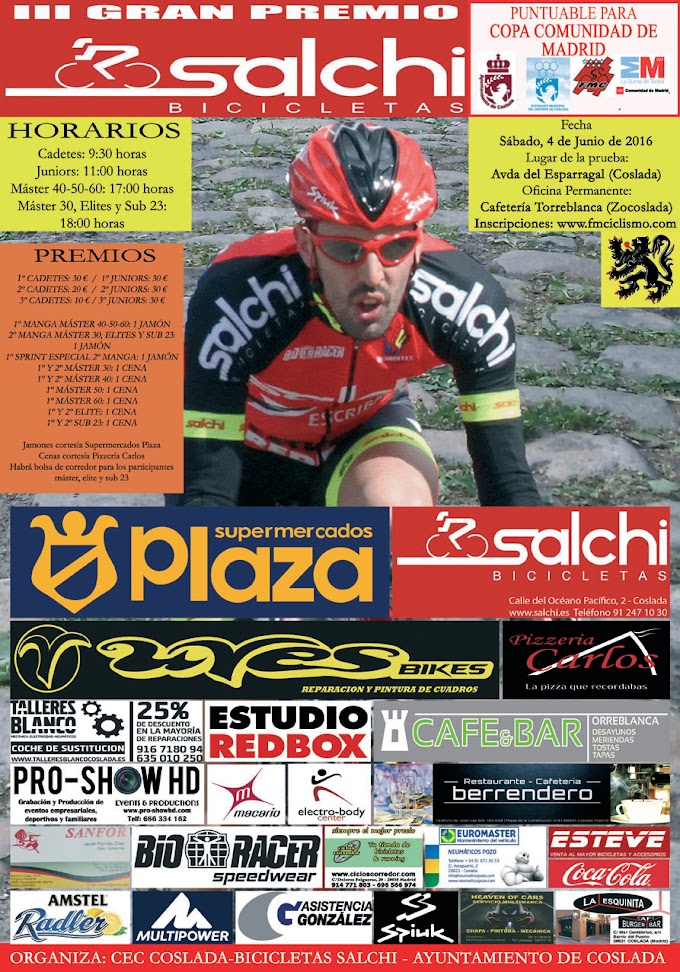 El III Gran Premio Salchi Bicicletas se disputará el 4 de junio en Coslada