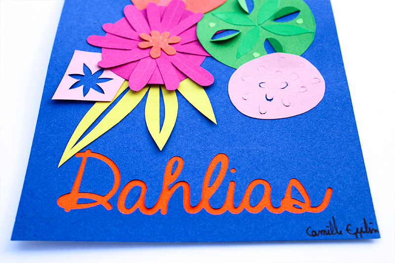carte postale Dahlia paper flowers