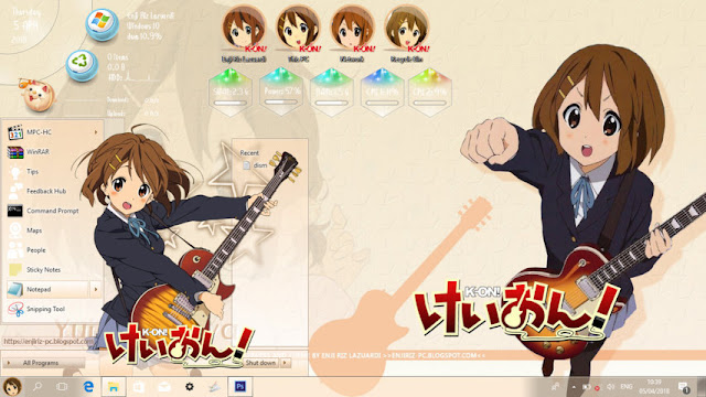 Windows 10 Ver. 1709 Theme K-ON! Hirasawa Yui by Enji Riz