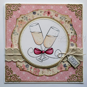 Girly birthday card with champagne glasses