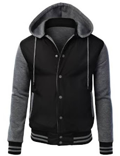 Hooded Bomber LE3NO Mens Varsity Baseball Bomber Jacket with Hoodie