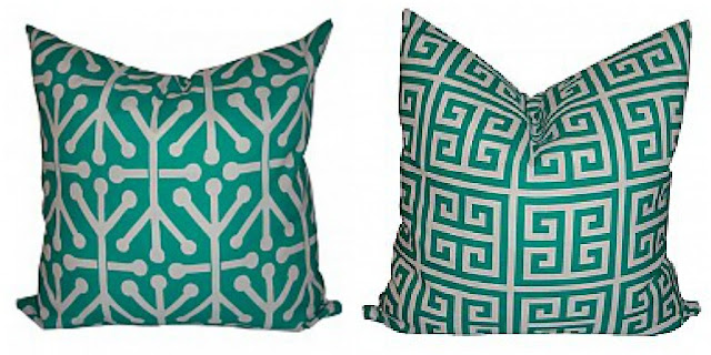 Teal outdoor pillows