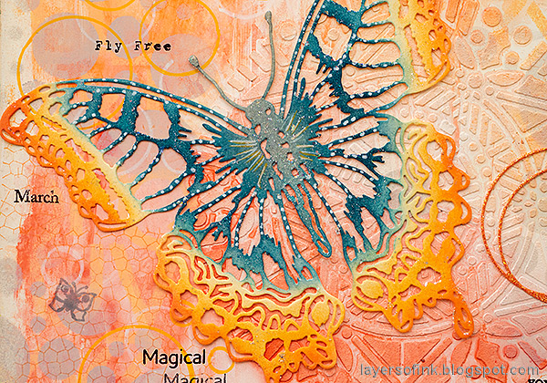 Layers of ink - Simply Fabulous Mixed Media Art Journal tutorial by Anna-Karin Evaldsson. Tim Holtz Butterfly.