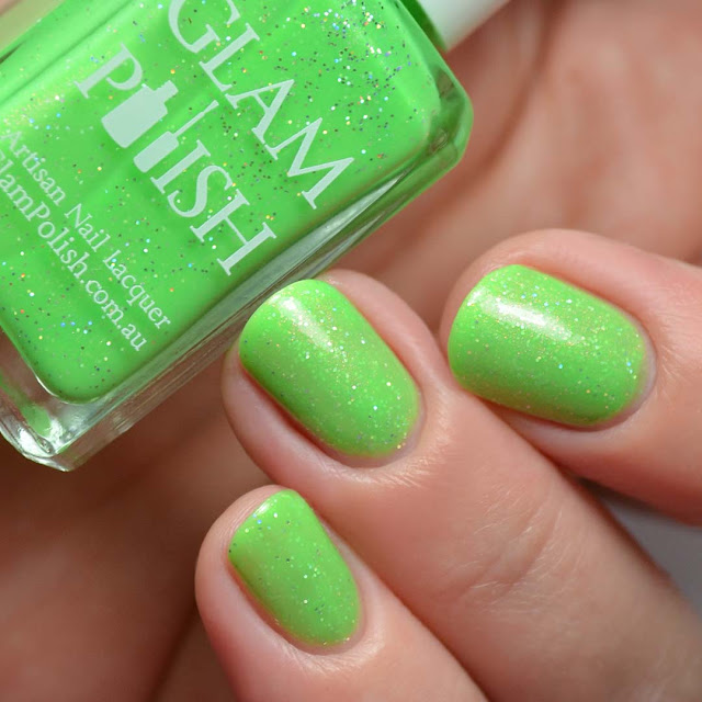 lime green shimmer nail polish
