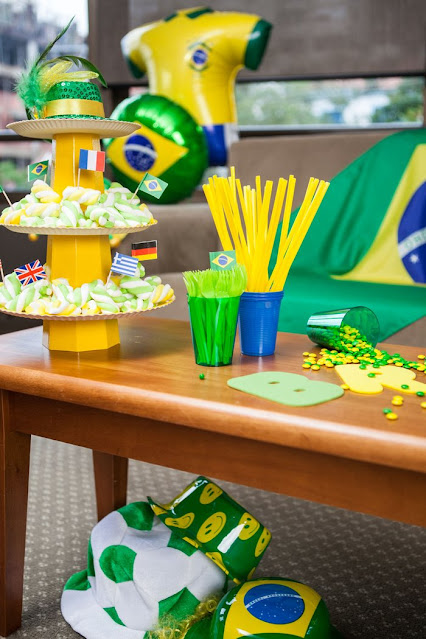 decoração de mesa para a copa do mundo