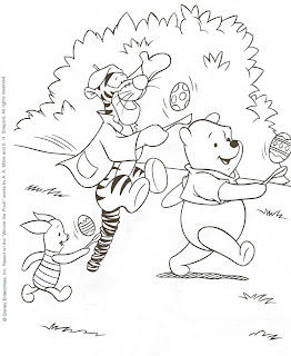 easter pooh piglet tigger coloring page