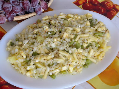 Ensalada de patatas y habicholillas con vinagreta de manzana