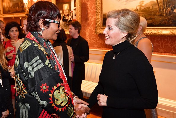 The Countess of Wessex, Patron of London College of Fashion, hosted an evening reception at Buckingham Palace