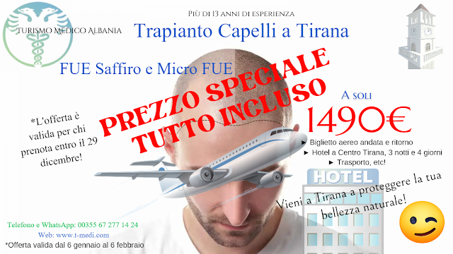 Super *Offerta: Trapianto Capelli in Albania a soli 1490€, tutto incluso!