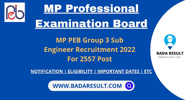 MP PEB Group 3 Sub Engineer Recruitment 2022