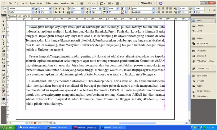 Cara membuat Footnotes (Catatan Kaki) di Indesign