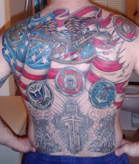 American tattoo art on back body design