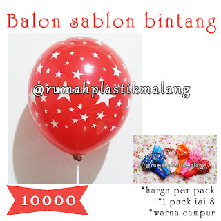 Balon Sablon bintang Rumah Plastik Malang