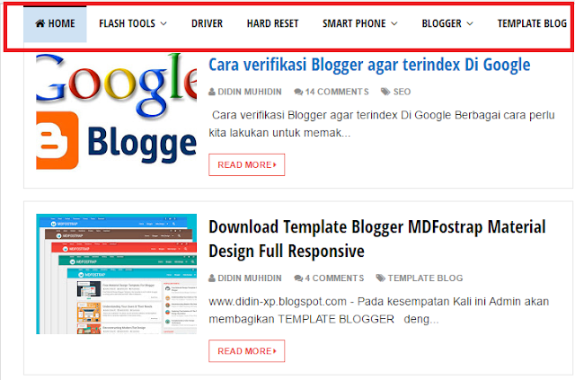 Cara Membuat Sub Menu Melayang saat scroll di blogger