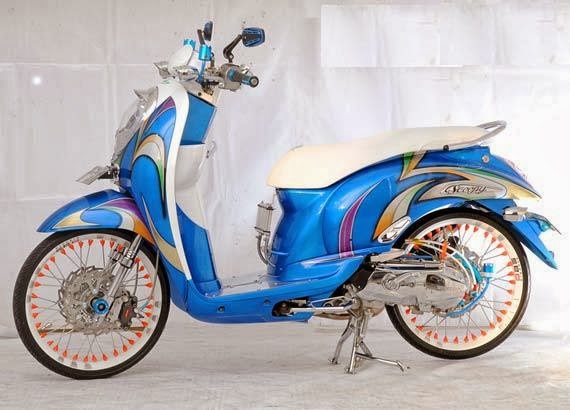 Retro Funky Honda Scoopy  Biru  Modifikasi  Modifikasi  