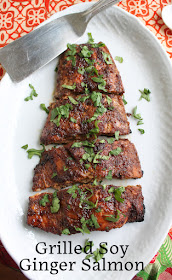 Food Lust People Love: This charcoal grilled soy ginger salmon is bursting with flavor from the sticky roasted marinade but what really makes the salmon divine is the smokiness from the hot charcoal.