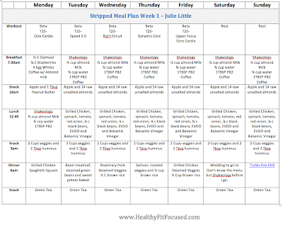 Eat Clean Stripped Meal plan week 1 - Julie Little