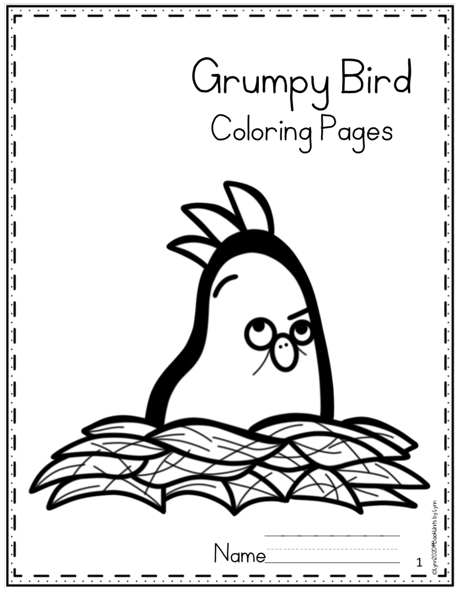 Download GRUMPY BIRD 5 FREE COLORING PAGES ~ Book Units by Lynn