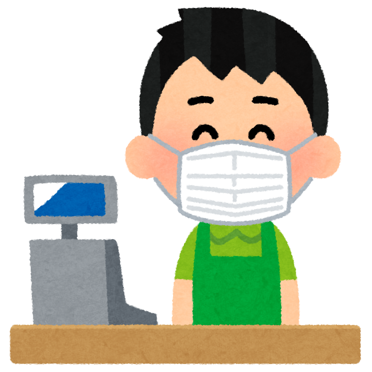 マスクを付けたレジの店員のイラスト 男性 かわいいフリー素材集 いらすとや マスクを付けたレジの店員のイラスト 男性 かわいいフリー素材集 いらすとや
