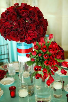 wedding decorations turquoise and red