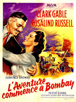 L'AVENTURE COMMENCE À BOMBAY. Francia. Cartel: 120 x 160 cms. Cartelista: Roger Soubie. Imprenta: Bedos et Cie., Paris. AVENTURA EN BOMBAY / ENTRE LADRONES ANDA EL AMOR. They Met in Bombay. 1941. Estados Unidos. Dirección: Clarence Brown. Reparto: Clark Gable, Rosalind Russell, Peter Lorre, Jessie Ralph, Reginald Owen, Matthew Boulton, Eduardo Ciannelli, Luis Alberni, Rosina Galli, Jay Novello.