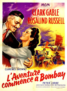 L'AVENTURE COMMENCE À BOMBAY. Francia. Cartel: 120 x 160 cms. Cartelista: Roger Soubie. Imprenta: Bedos et Cie., Paris. AVENTURA EN BOMBAY / ENTRE LADRONES ANDA EL AMOR. They Met in Bombay. 1941. Estados Unidos. Dirección: Clarence Brown. Reparto: Clark Gable, Rosalind Russell, Peter Lorre, Jessie Ralph, Reginald Owen, Matthew Boulton, Eduardo Ciannelli, Luis Alberni, Rosina Galli, Jay Novello.