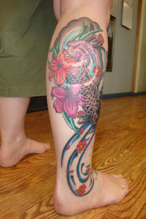 Beautiful Art of Japanese Koi Fish Tattoos With Image Japanese Koi Fish Calf Tattoo Designs Picture 3