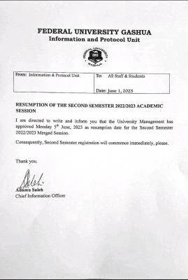 FUGASHUA Resumption Date