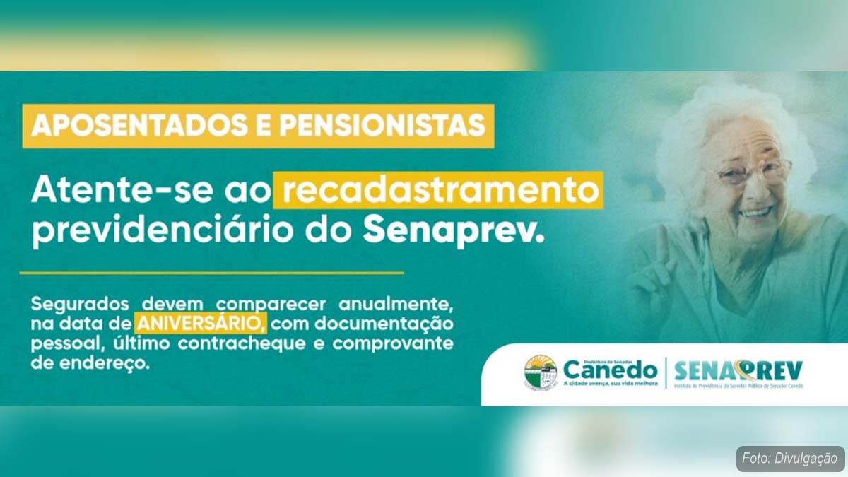 Aposentados e pensionistas de Senador Canedo devem fazer prova de vida