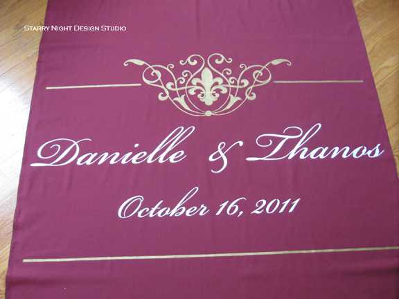 Danielle 39s beautiful burgundy and gold wedding aisle runner