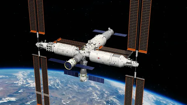 Here's an image of the Chinese space station Tiangong.