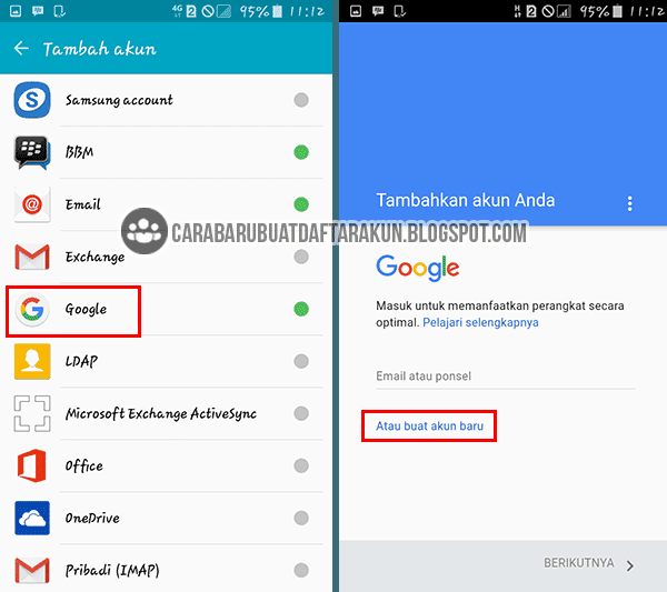 Buat Akun Google Baru lewat Hp Android Samsung Galaxy