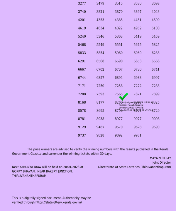 Karunya KR585 Official Result Page 3