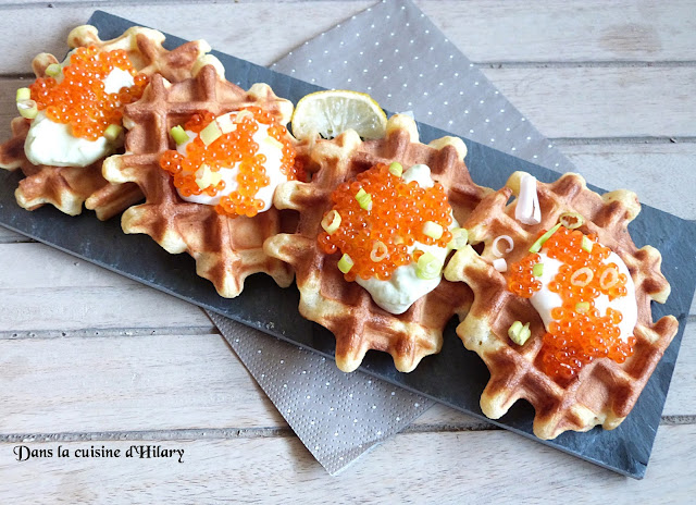 Gaufres et chantillys salées (citron et avocat) aux œufs de truite