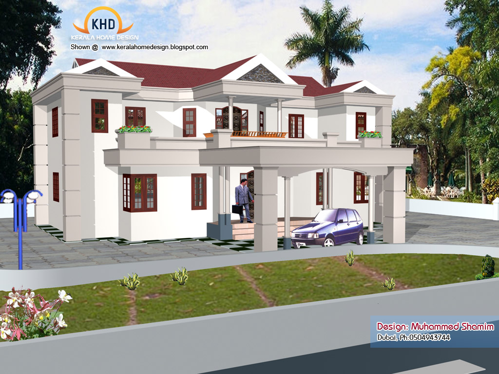 Home Design Free on Home Elevation Designs In 3d   Kerala Home Design   Architecture House