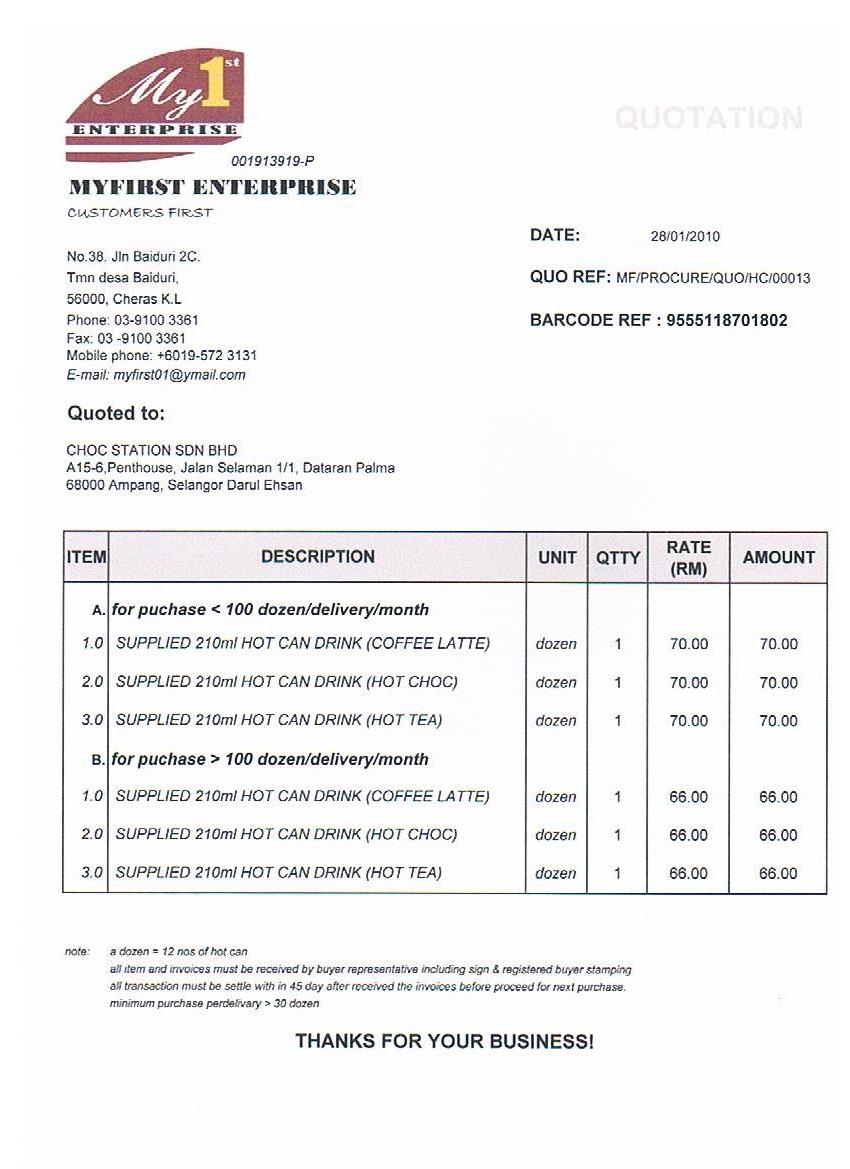 Contoh Invoice Malaysia