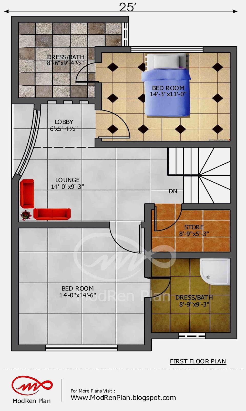 5 marla house  plan  1200  sq  ft  25x45 feet  www modrenplan 