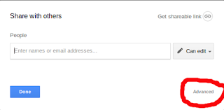 Advanced sharing option with google drive
