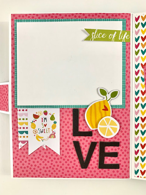 Family Fun Folio Scrapbook Album Page with lemons, hearts, & polka dots