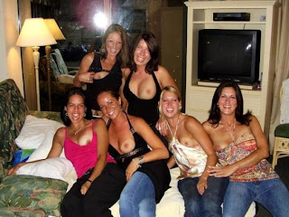 Flashing Tits Topless Friends Group Naked Woman Exposed Candid Voyeur