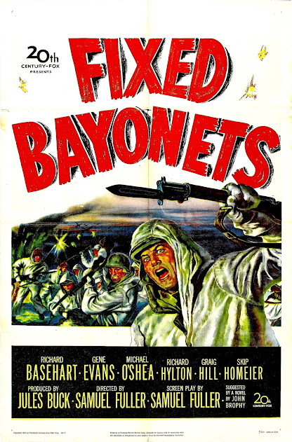 FIXED BAYONETS. Cartel One Sheet: 69 x 104 cms. Estados Unidos. A BAYONETA CALADA. Fixed Bayonets. 1951. Estados Unidos. Dirección: Samuel Fuller. Reparto: Richard Basehart, Gene Evans, Michael O'Shea, Richard Hylton, Skip Homeier, Craig Hill, Paul Richards, Pat Hogan, John Pickard, Robert Stevenson, Henry Kulky.