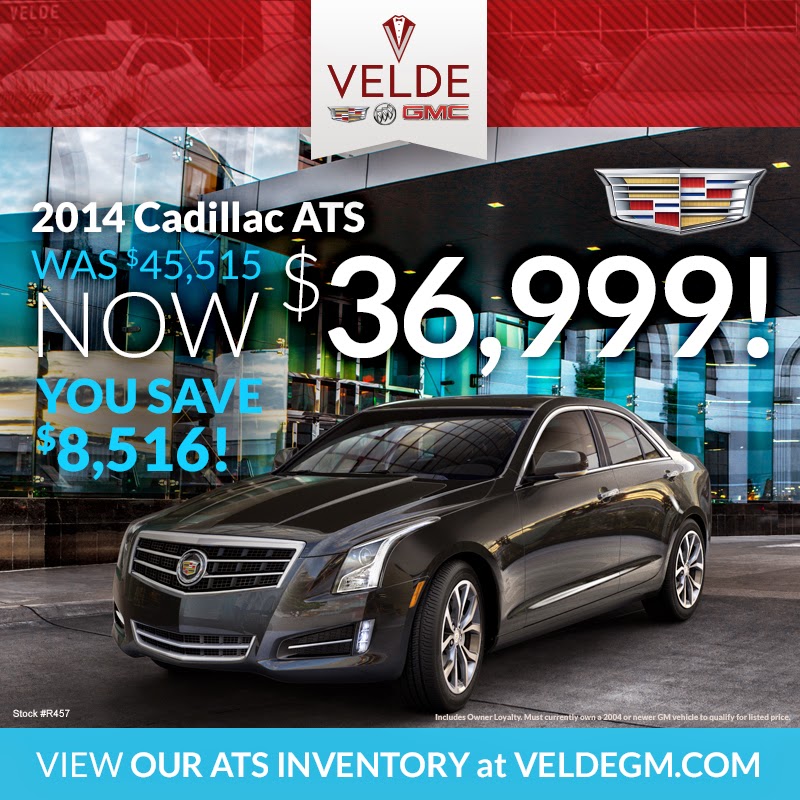 HUGE Savings on 2014 Cadillacs at Velde Cadillac Buick GMC! 