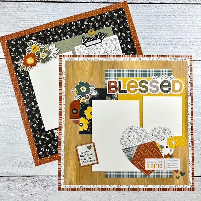 12x12 Hearth and Home Fall Scrapbook Page Layouts