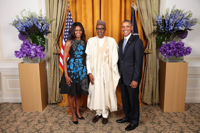 Buhari pictured with Obama and his wife